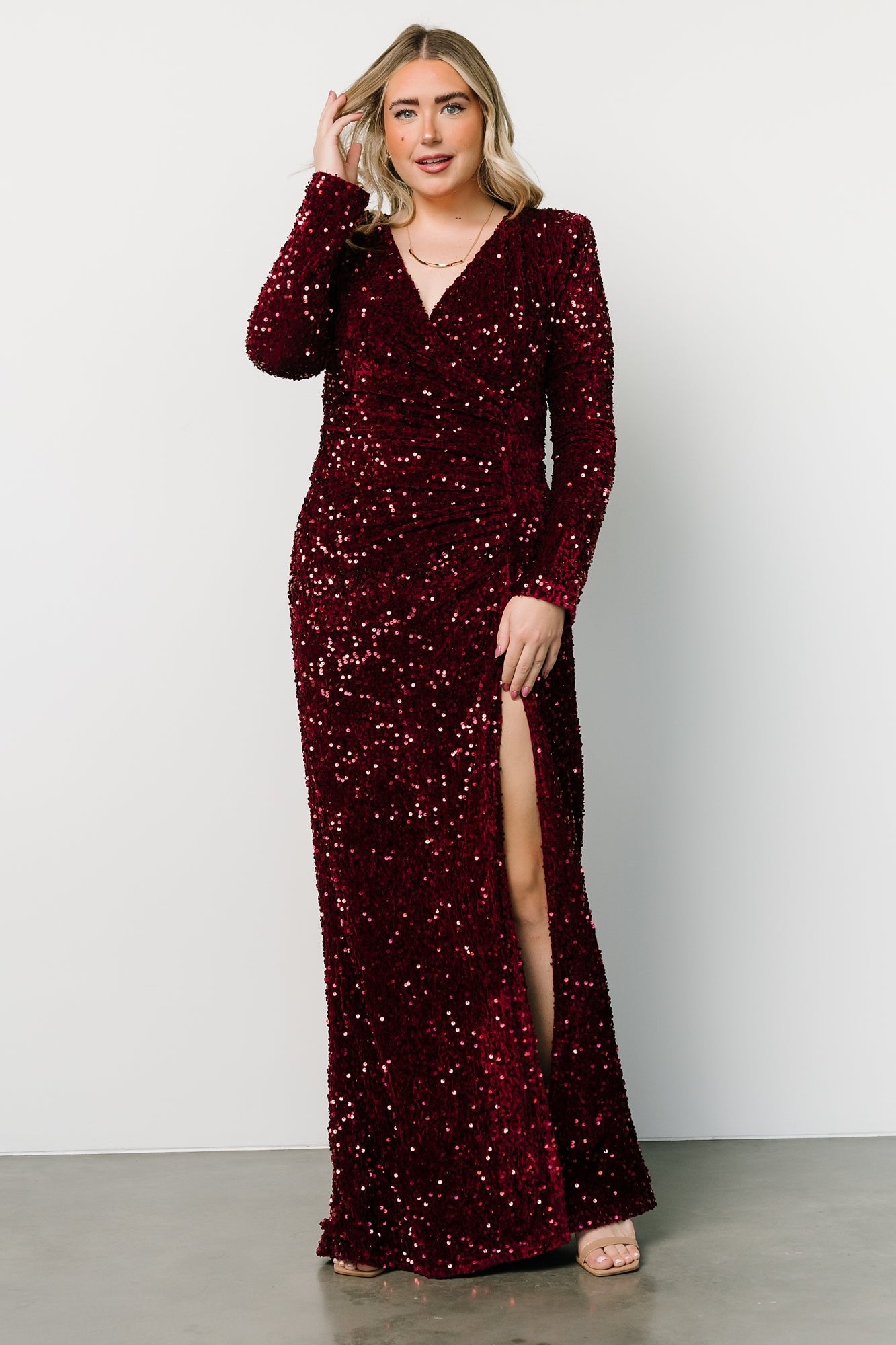 Madonna Sequin Maxi Dress | Burgundy - Baltic Born