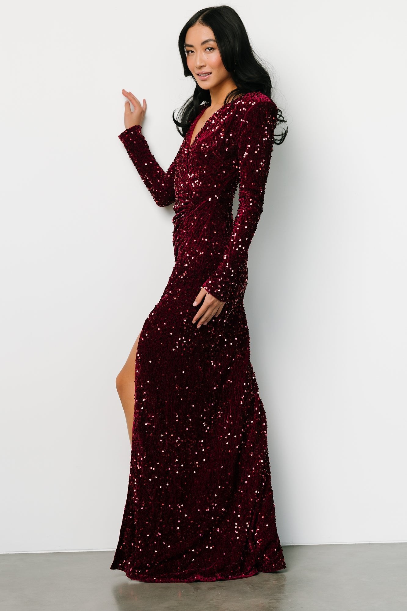 Madonna Sequin Maxi Dress | Burgundy - Baltic Born