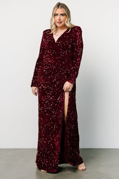 Madonna Sequin Maxi Dress | Burgundy - Baltic Born