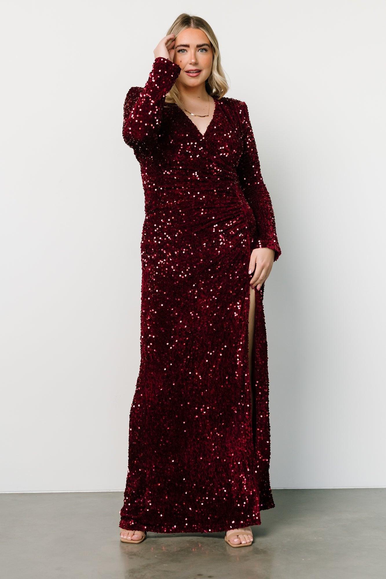 Madonna Sequin Maxi Dress | Burgundy - Baltic Born