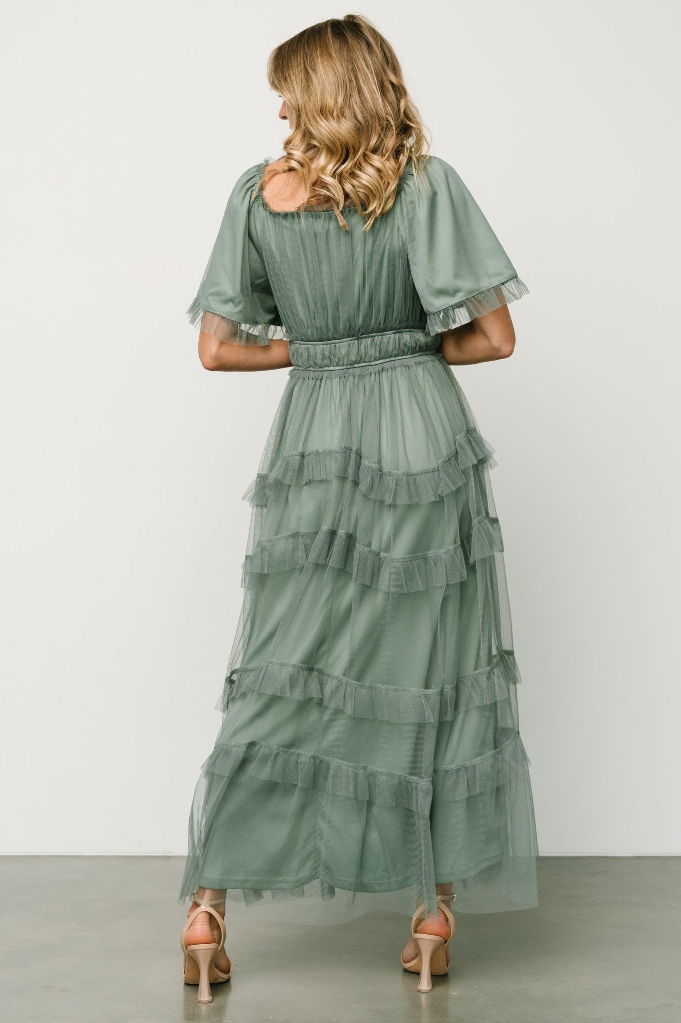 Magdalena Tulle Maxi Dress | Dark Eucalyptus - Baltic Born