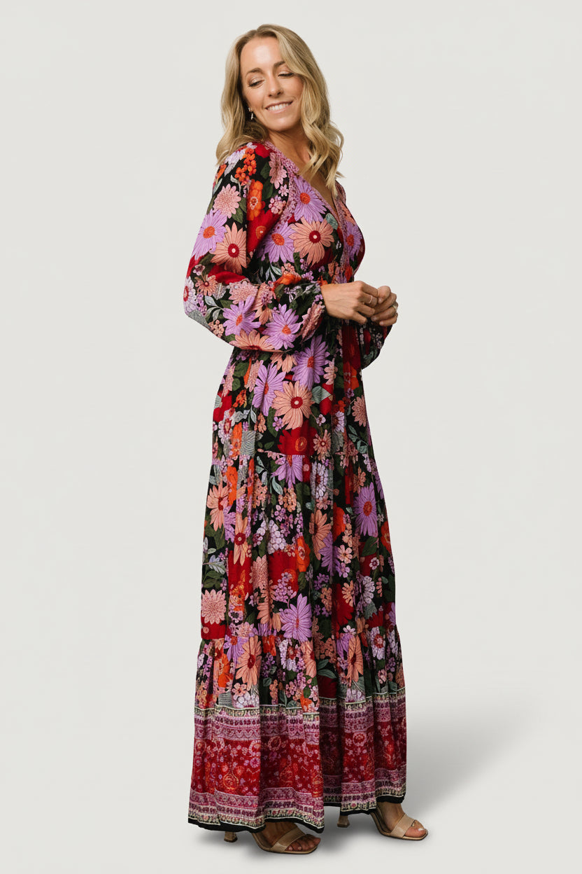 Baltic Born Womens Malena Maxi Dress | Black Multi