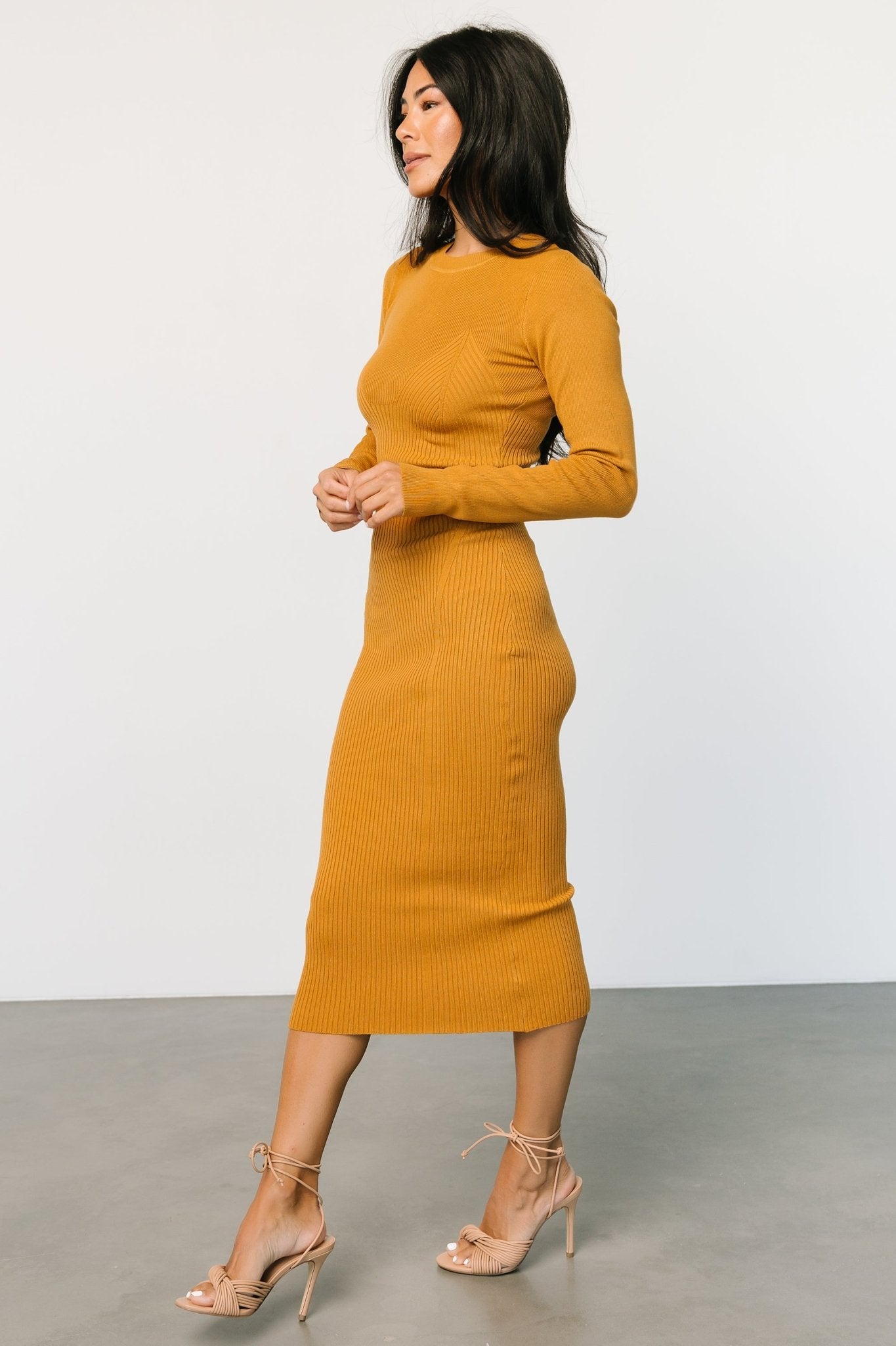 Manhattan Ribbed Sweater Dress | Camel - Baltic Born