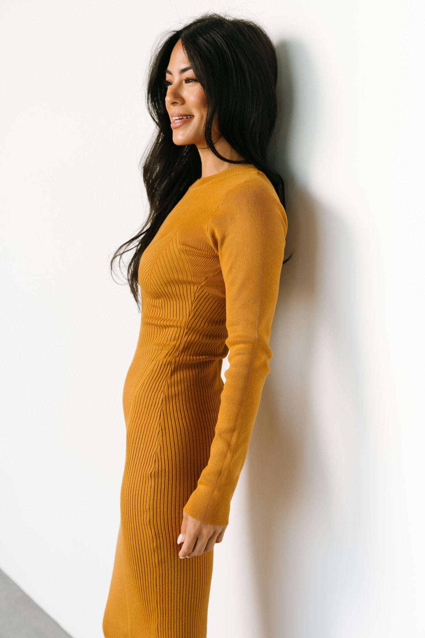 Manhattan Ribbed Sweater Dress | Camel - Baltic Born