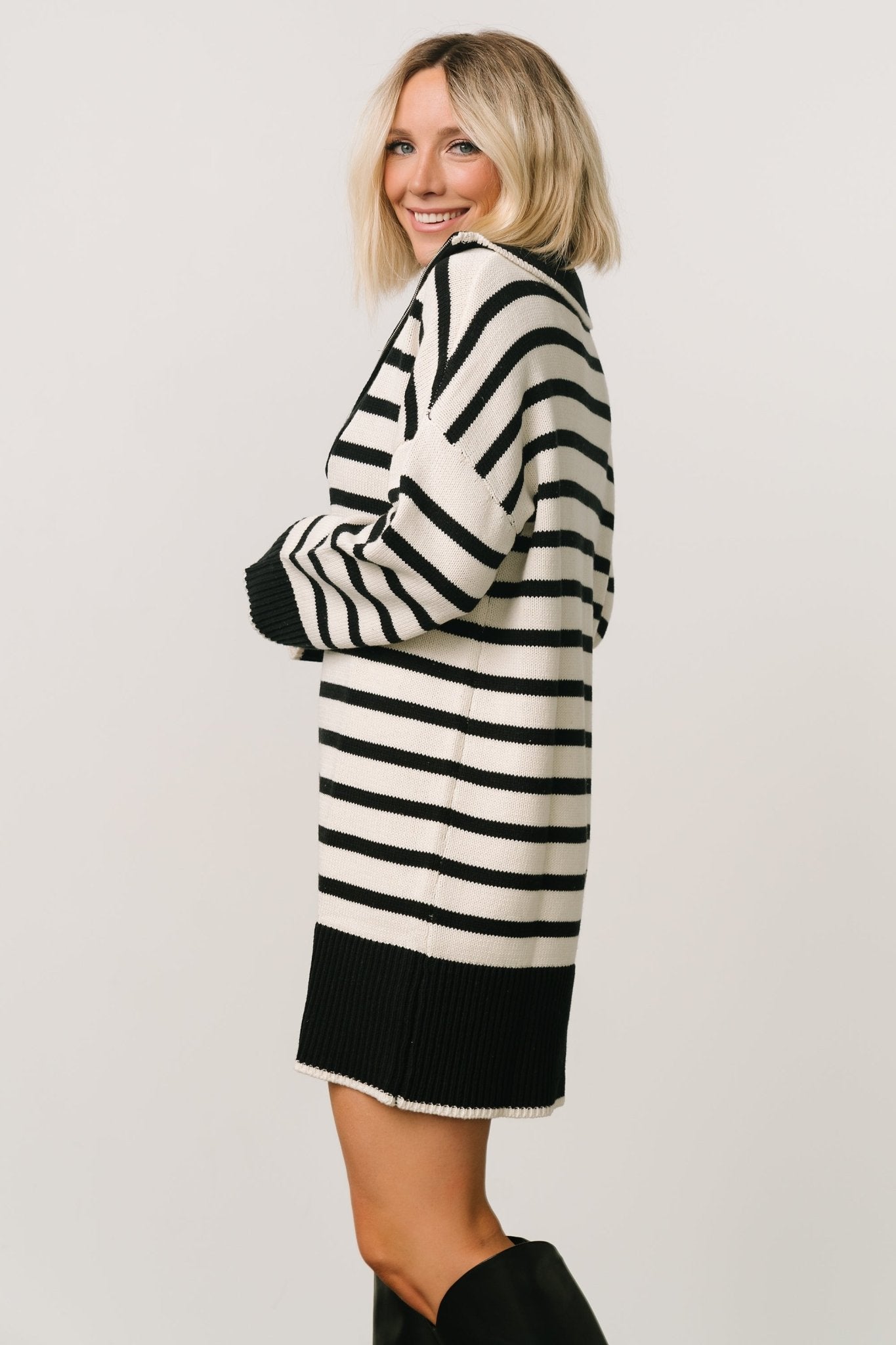Manon Sweater Dress Black Stripe Baltic Born