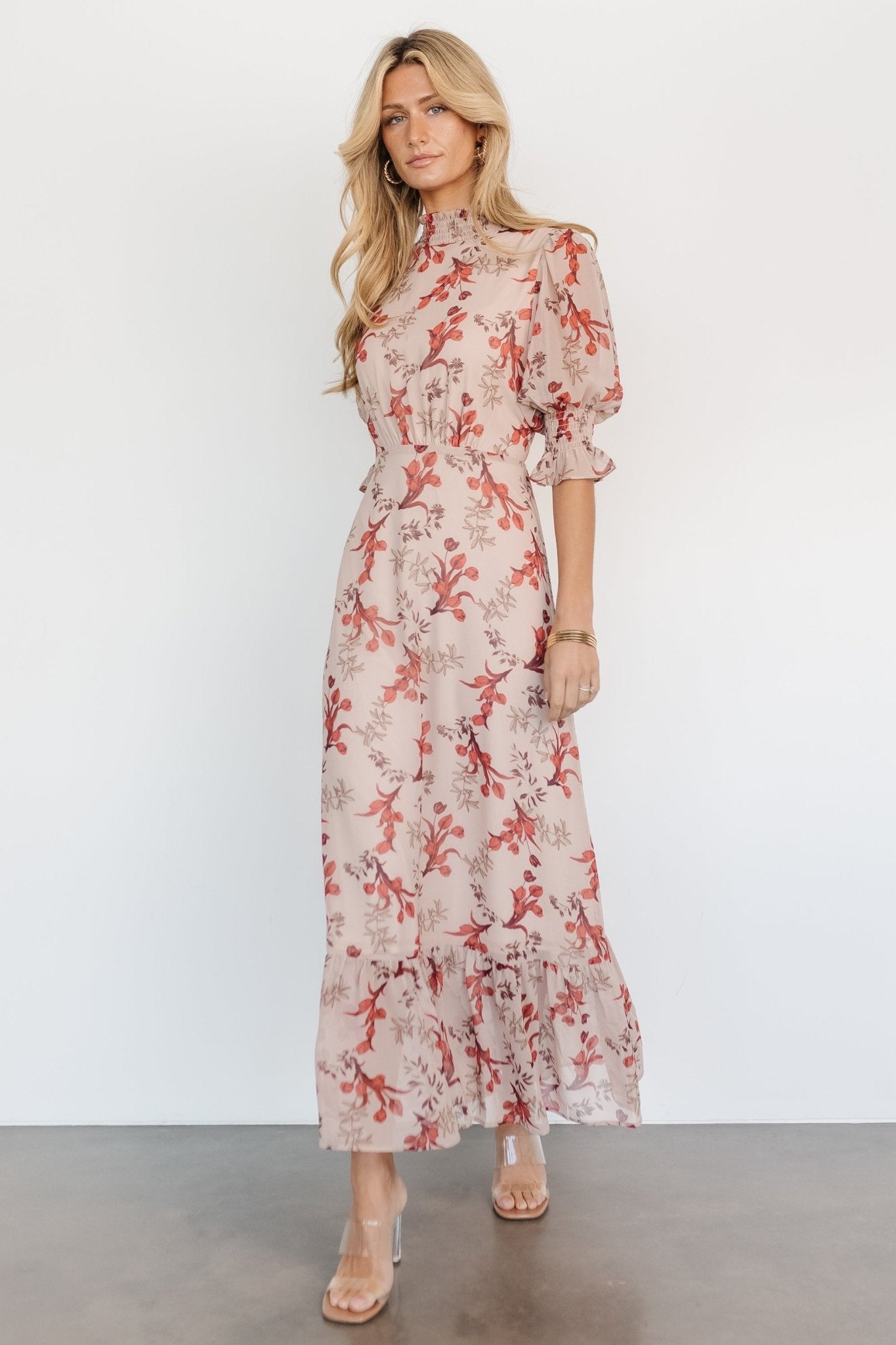 Marie Mock Neck Maxi Dress | Sage Floral | Baltic Born