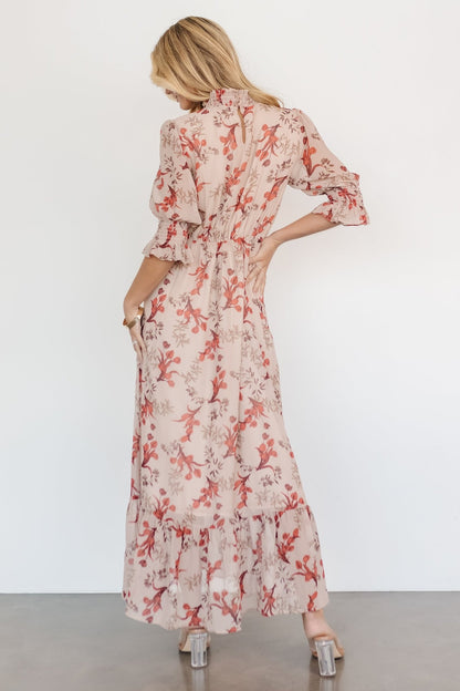 Marie Mock Neck Maxi Dress | Blush Floral - Baltic Born