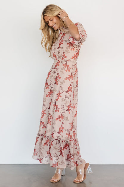 Marie Mock Neck Maxi Dress | Blush Floral - Baltic Born