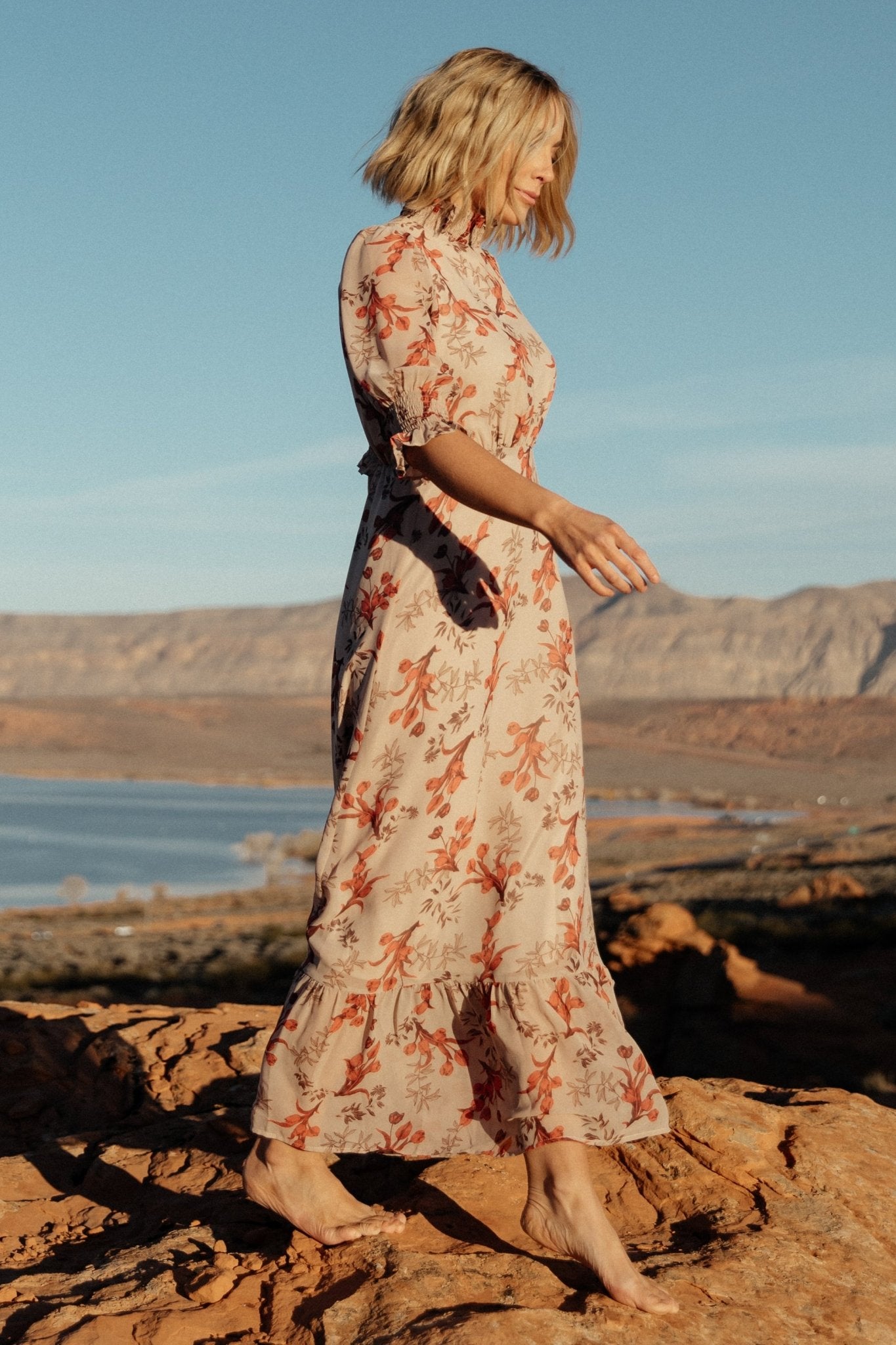 Marie Mock Neck Maxi Dress | Blush Floral - Baltic Born