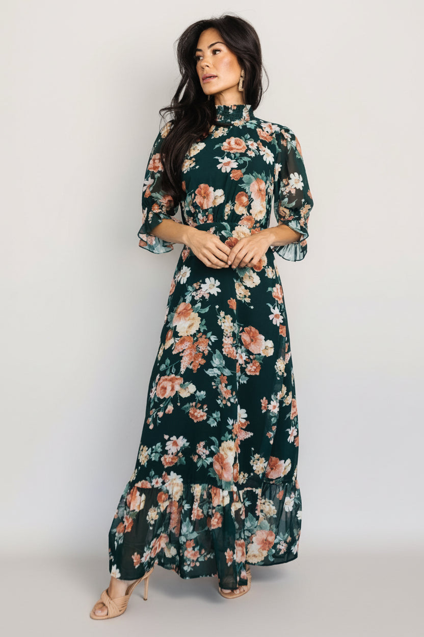 Marie Mock Neck Maxi Dress