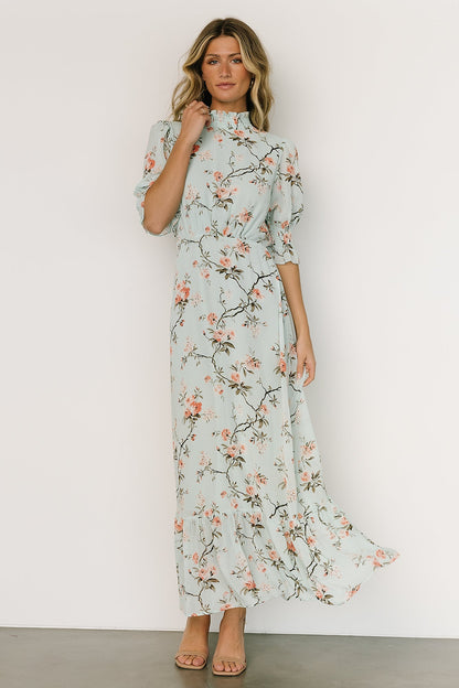 Marie Mock Neck Maxi Dress | Sage Floral - Baltic Born