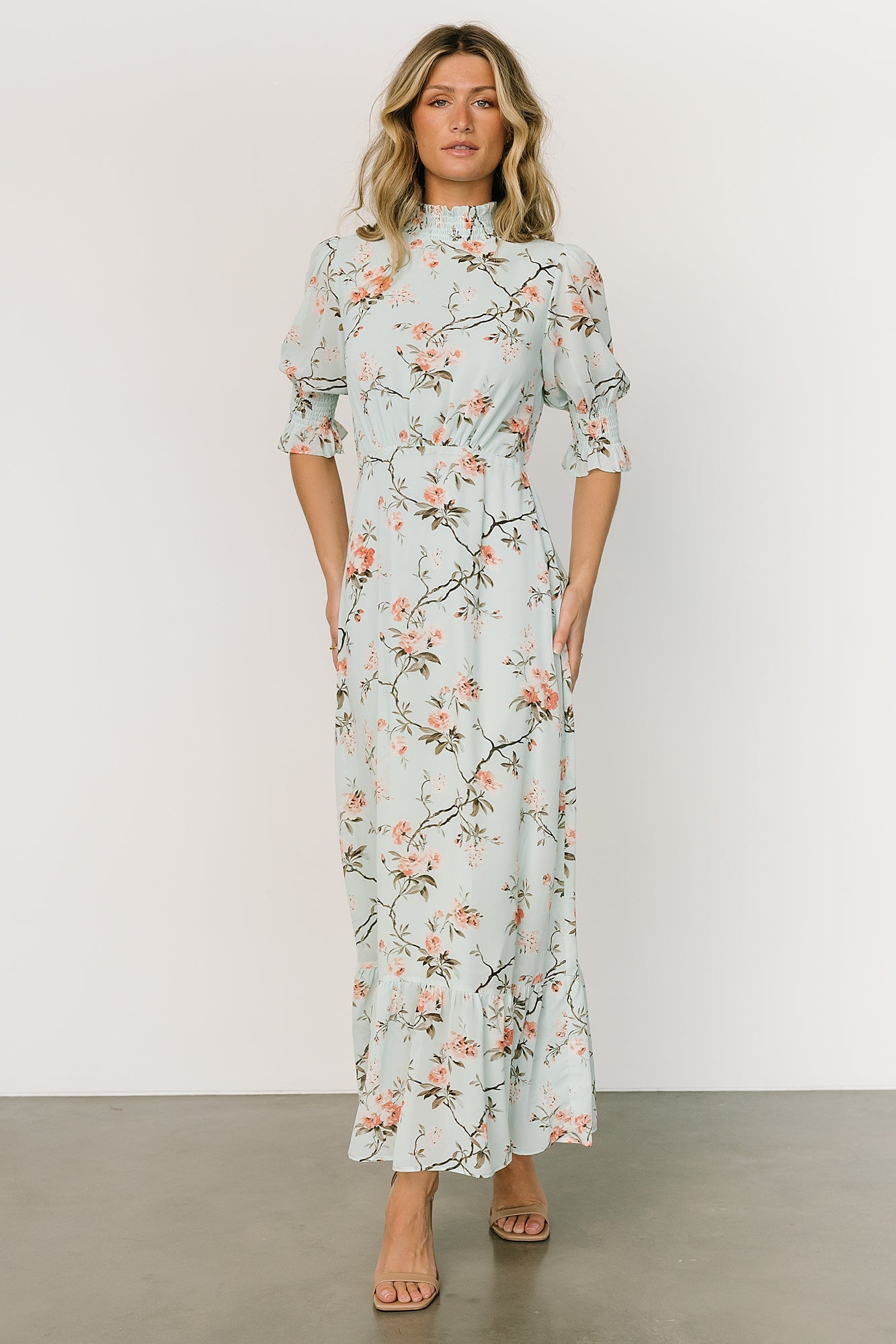 Marie Mock Neck Maxi Dress | Sage Floral - Baltic Born