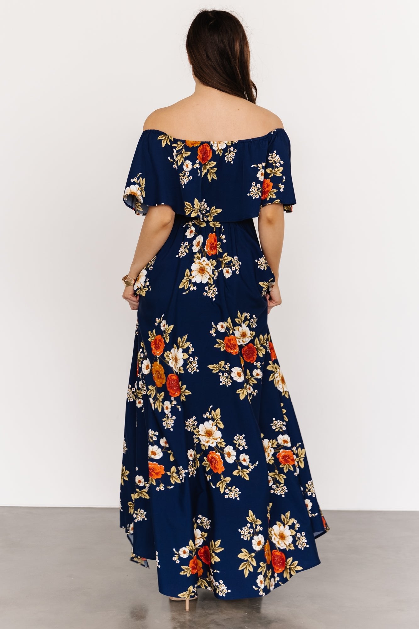 Marley Off Shoulder Maxi Dress | Navy Floral - Baltic Born