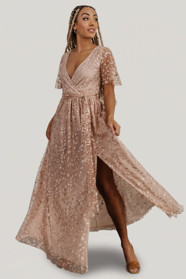 Marseille Embossed Maxi Dress | Champagne Marseille Embossed Maxi Dress | Champagne