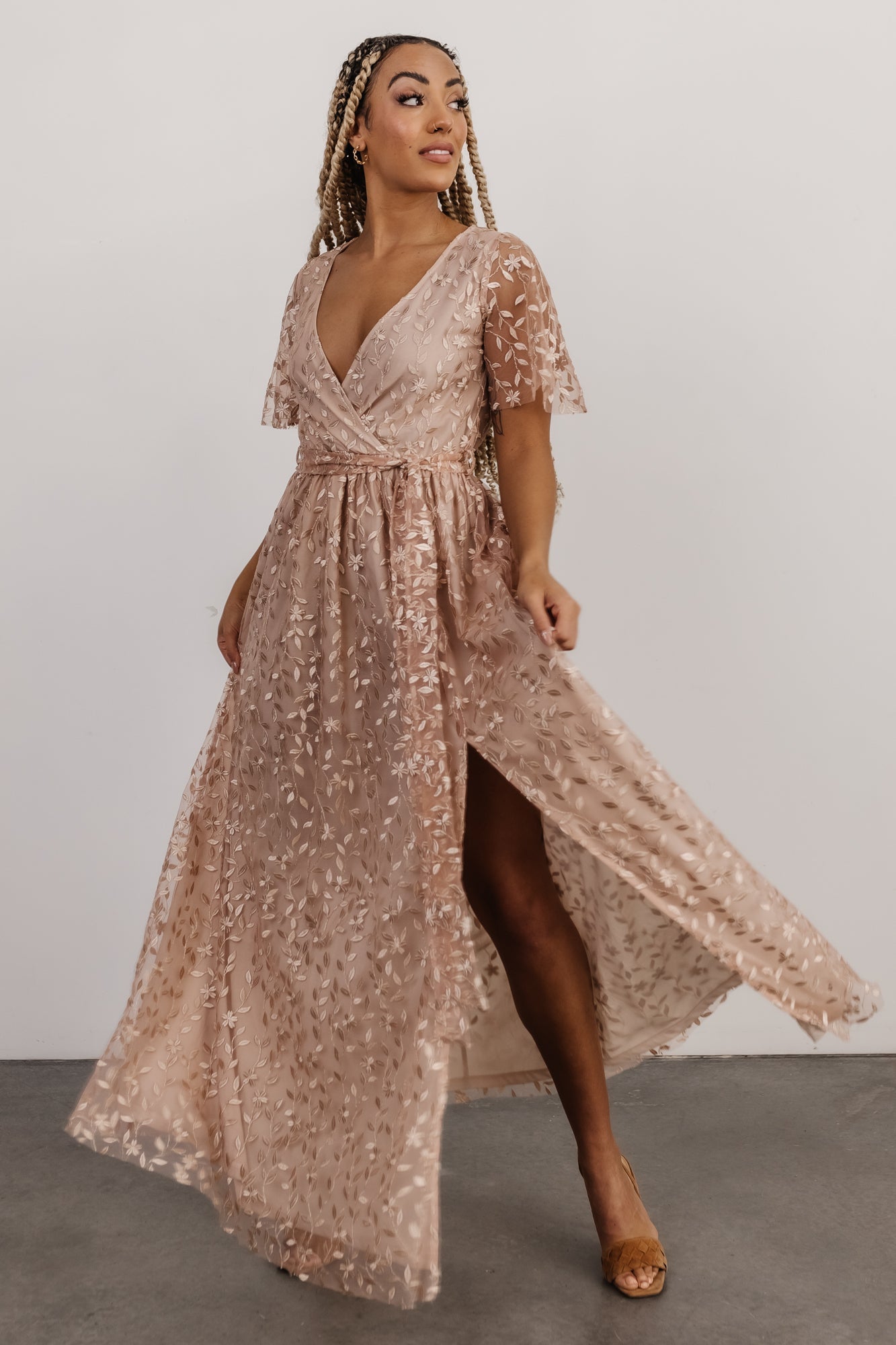 Marseille Embossed Maxi Dress | Champagne - Baltic Born