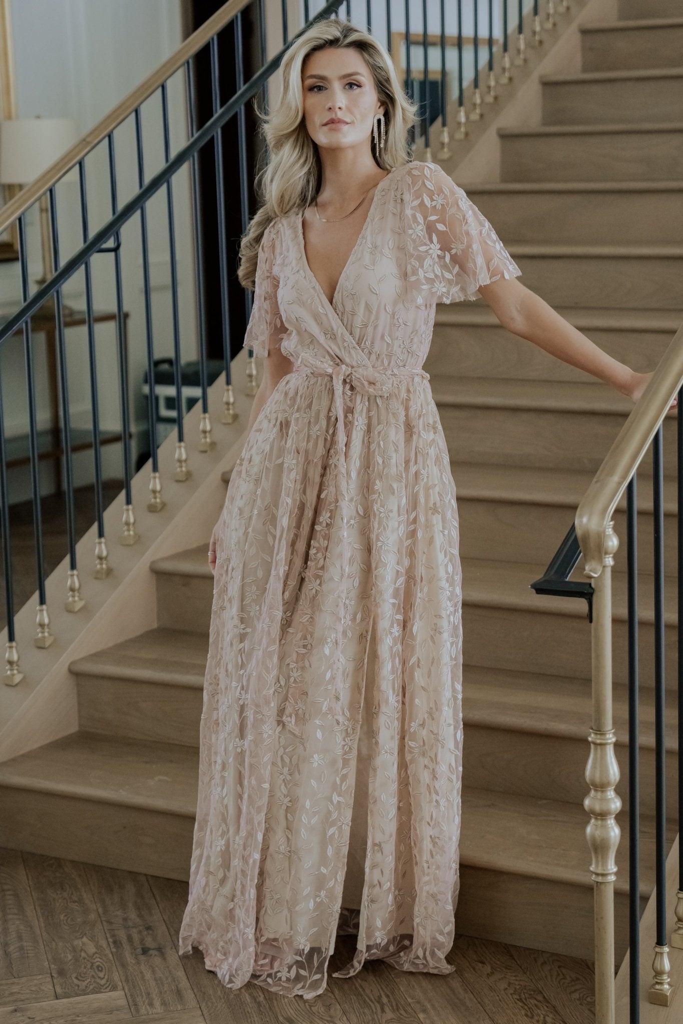 Marseille Embossed Maxi Dress | Champagne - Baltic Born