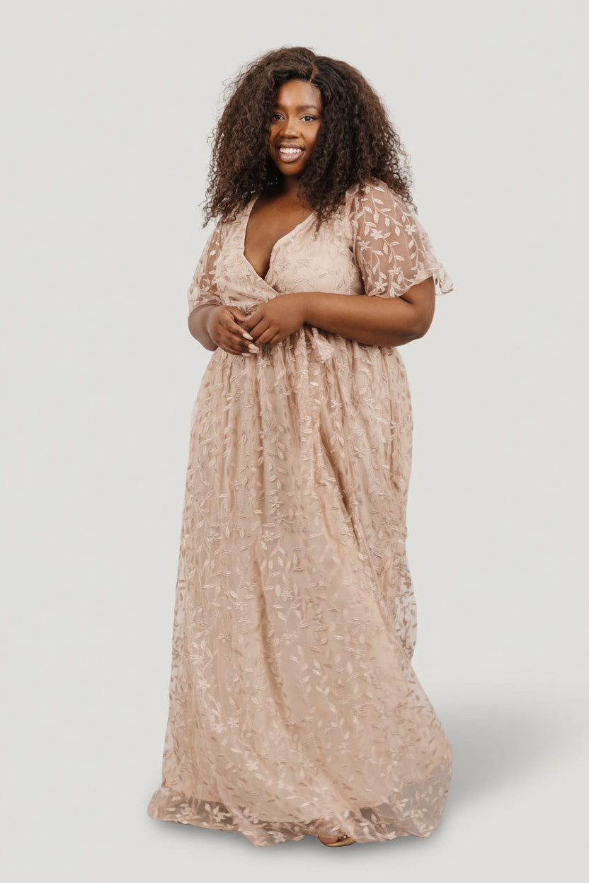 Marseille Embossed Maxi Dress | Champagne Marseille Embossed Maxi Dress | Champagne