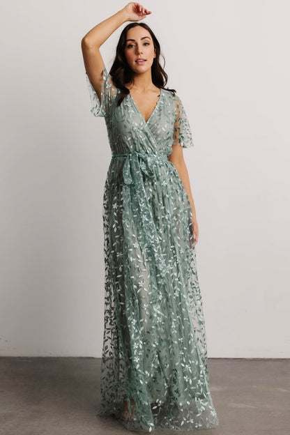 Marseille Embossed Maxi Dress | Eucalyptus - Baltic Born