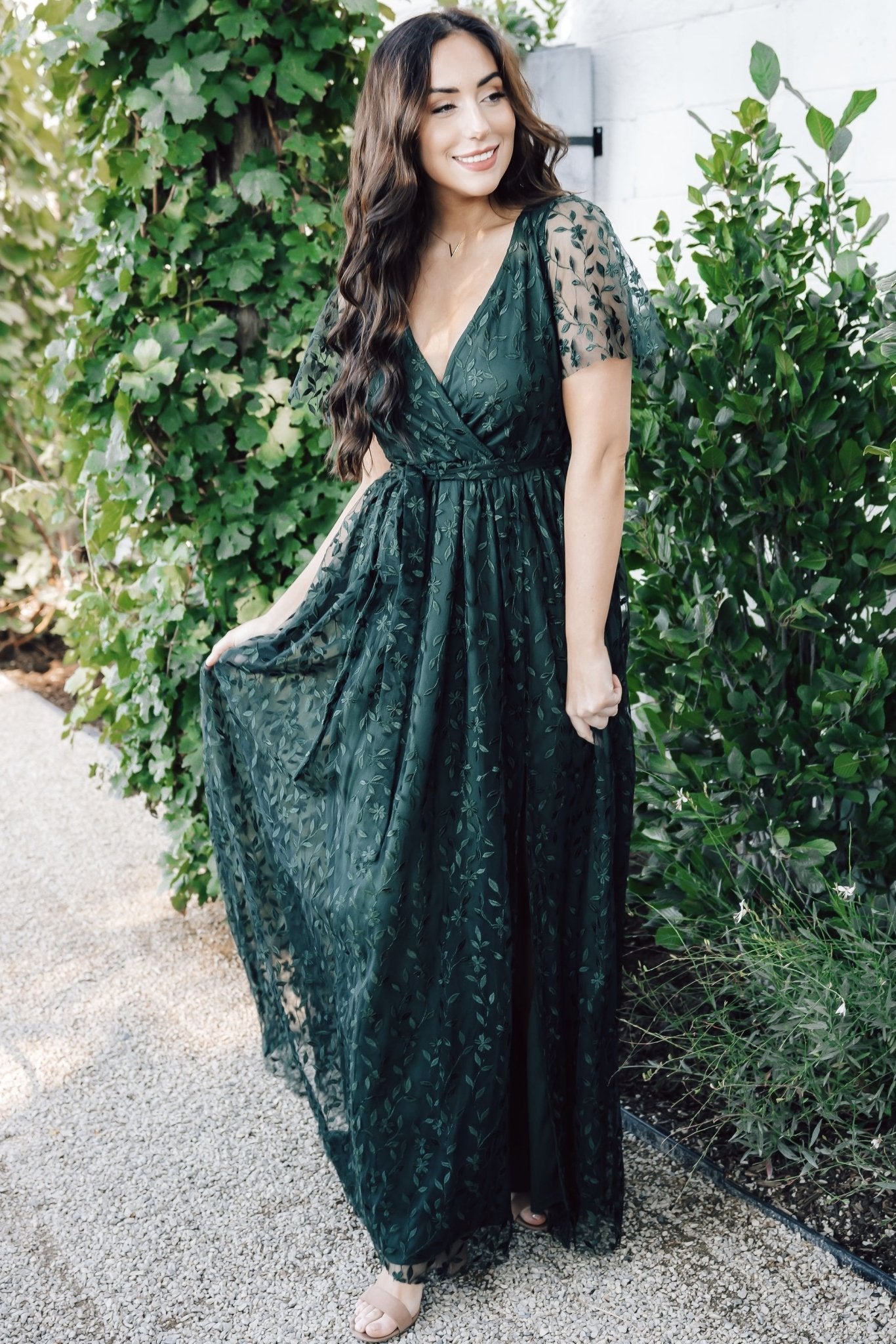 Baltic Born Womens Marseille Embossed Maxi Dress | Green