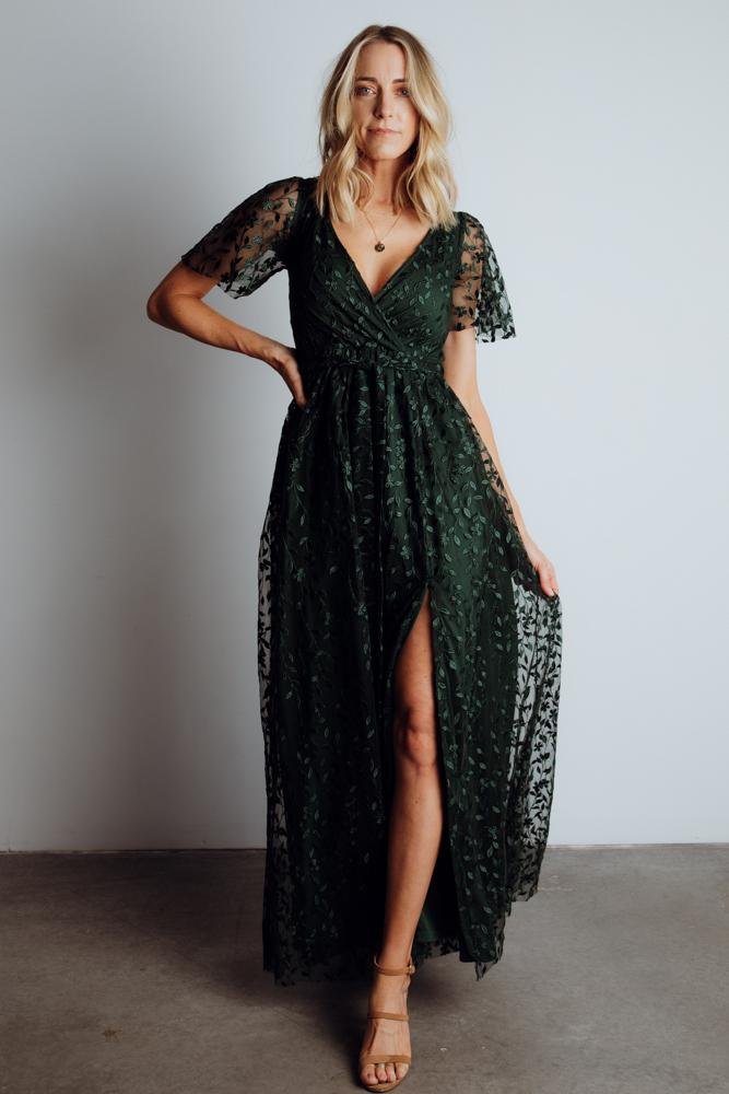 Marseille Embossed Maxi Dress | Green - Baltic Born