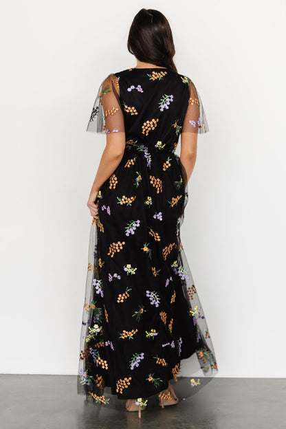 Marseille Embossed Maxi Dress | Midnight Meadow - Baltic Born