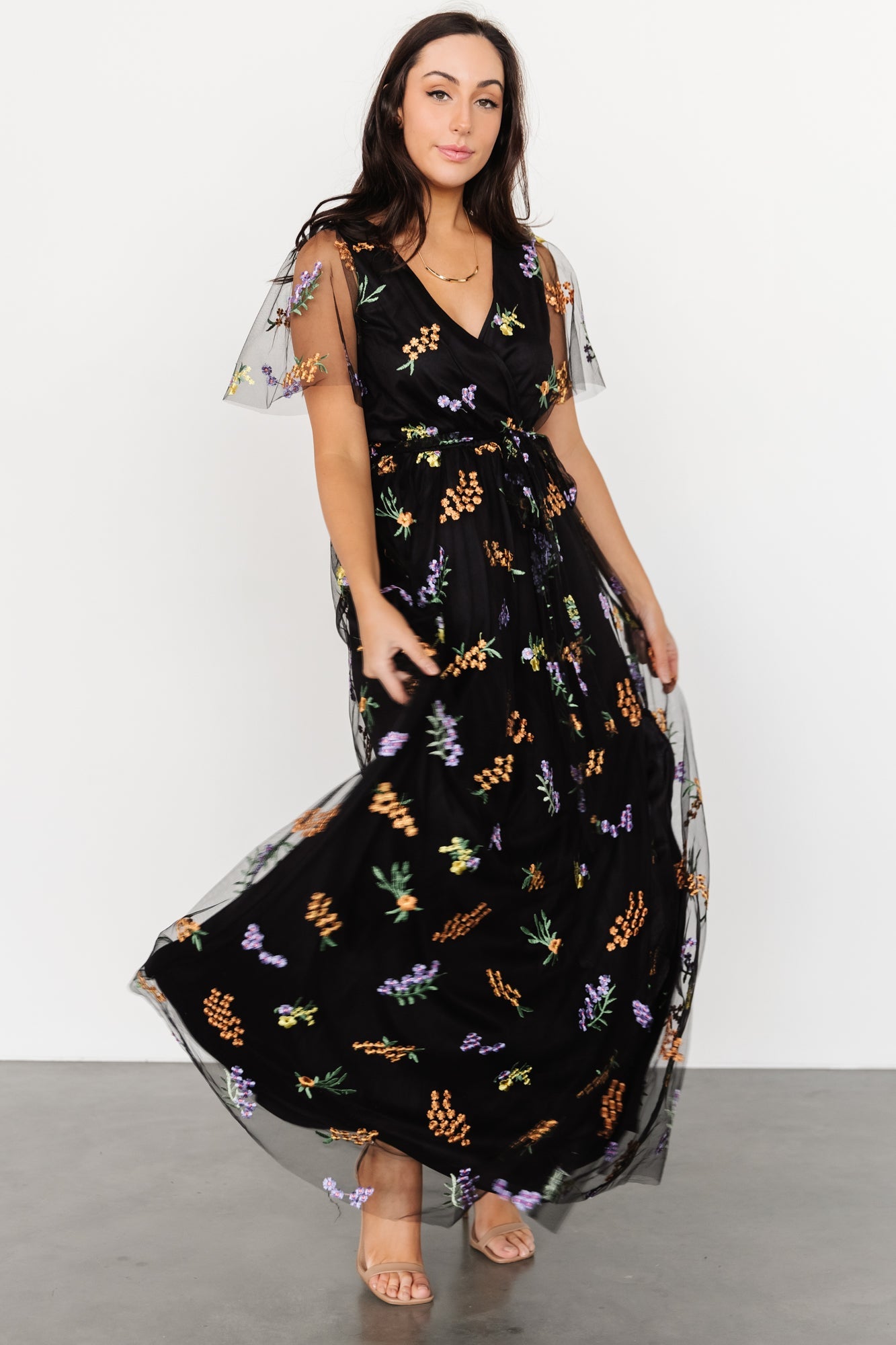 Marseille Embossed Maxi Dress | Midnight Meadow - Baltic Born