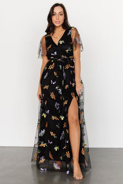 Marseille Embossed Maxi Dress | Midnight Meadow - Baltic Born