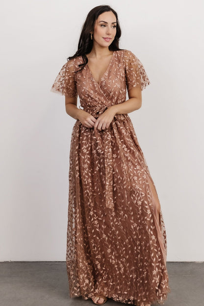 Marseille Embossed Maxi Dress | Nude Rose - Baltic Born