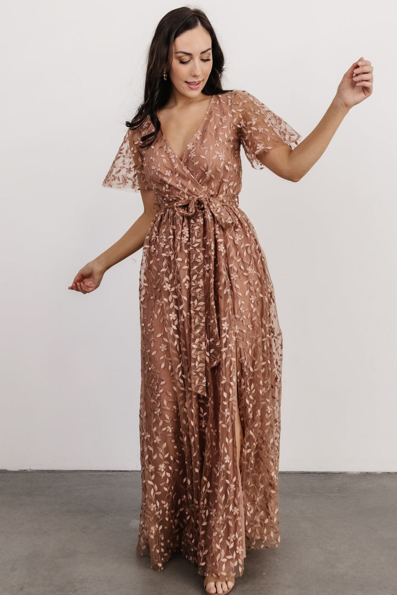 Marseille Embossed Maxi Dress | Nude Rose - Baltic Born