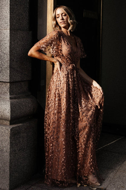 Marseille Embossed Maxi Dress | Nude Rose - Baltic Born