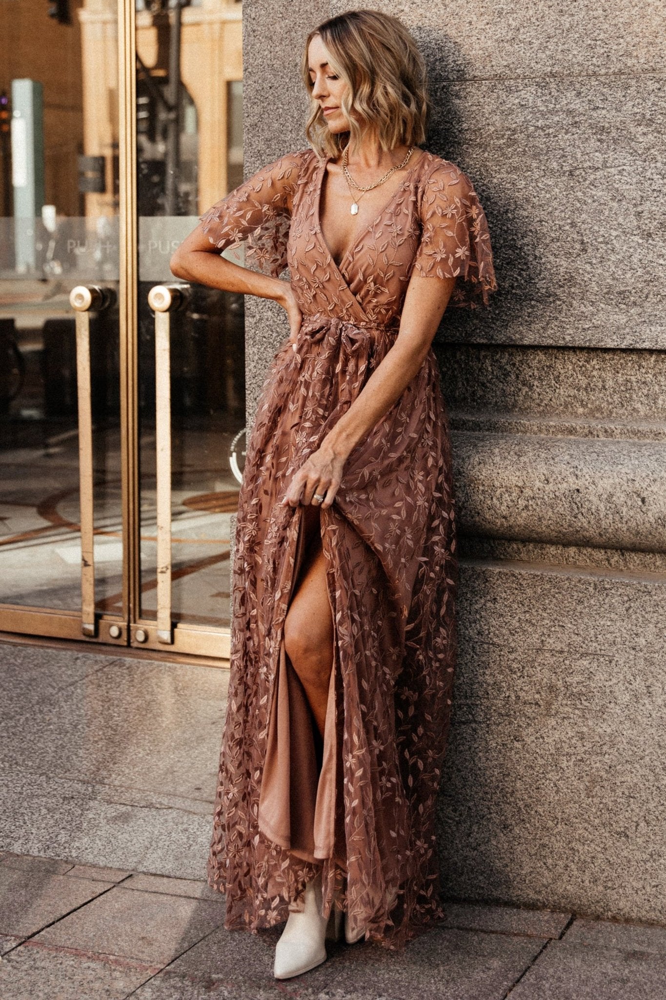 Marseille Embossed Maxi Dress | Nude Rose - Baltic Born