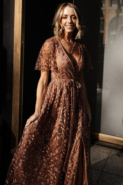 Marseille Embossed Maxi Dress | Nude Rose - Baltic Born