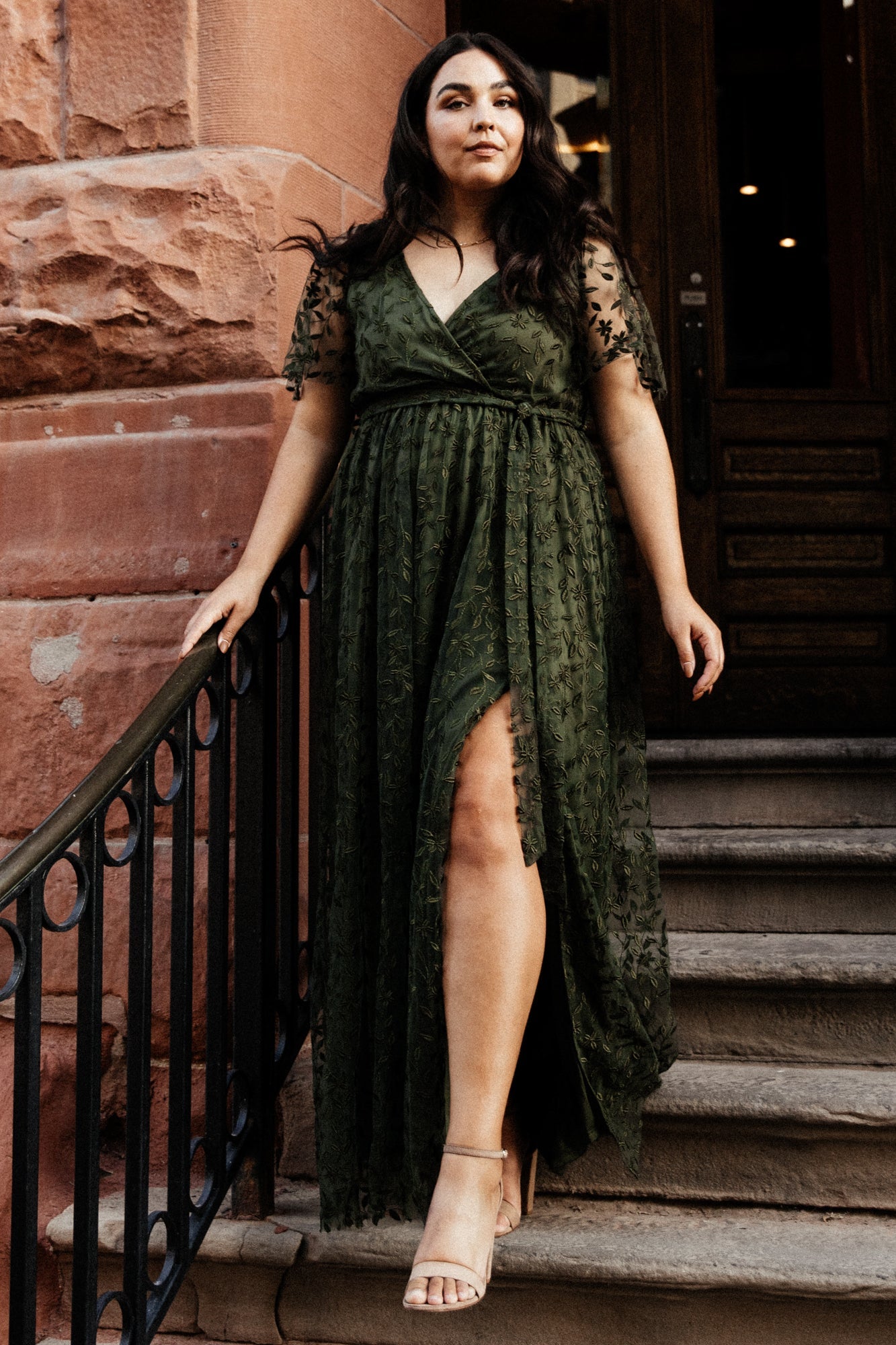Marseille Embossed Maxi Dress - Olive | Baltic Born L Marseille Embossed Maxi Dress - Olive | Baltic Born L