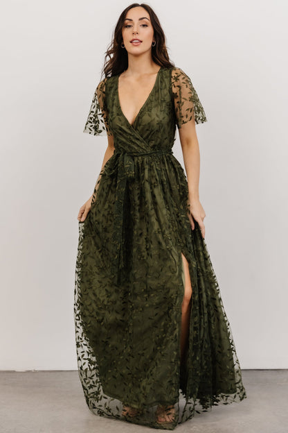 Marseille Embossed Maxi Dress | Olive - Baltic Born