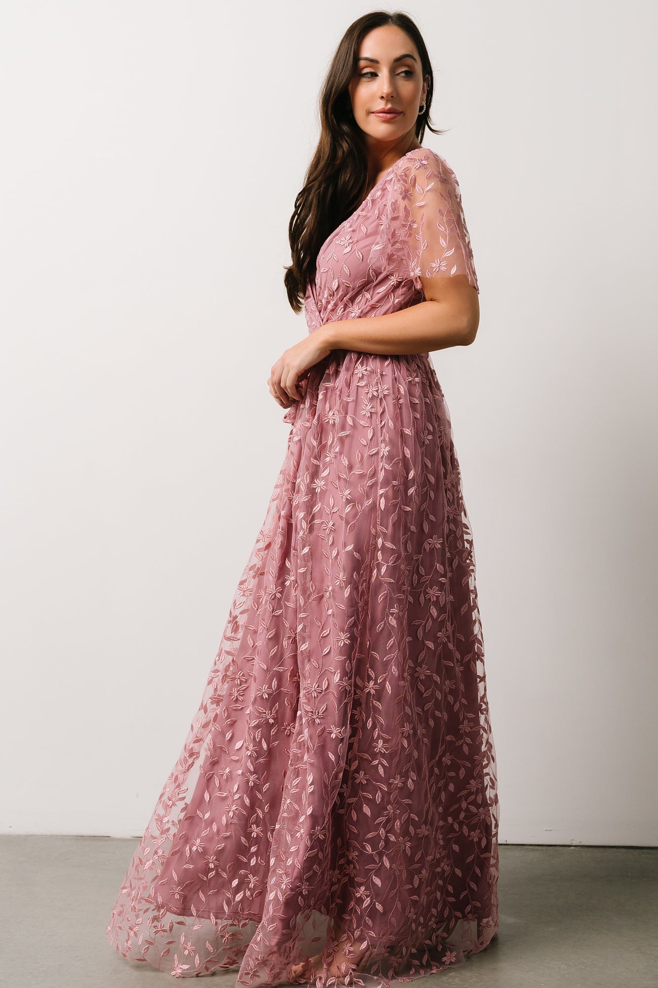 13140 Green Embroidered Lace Maxi Dress