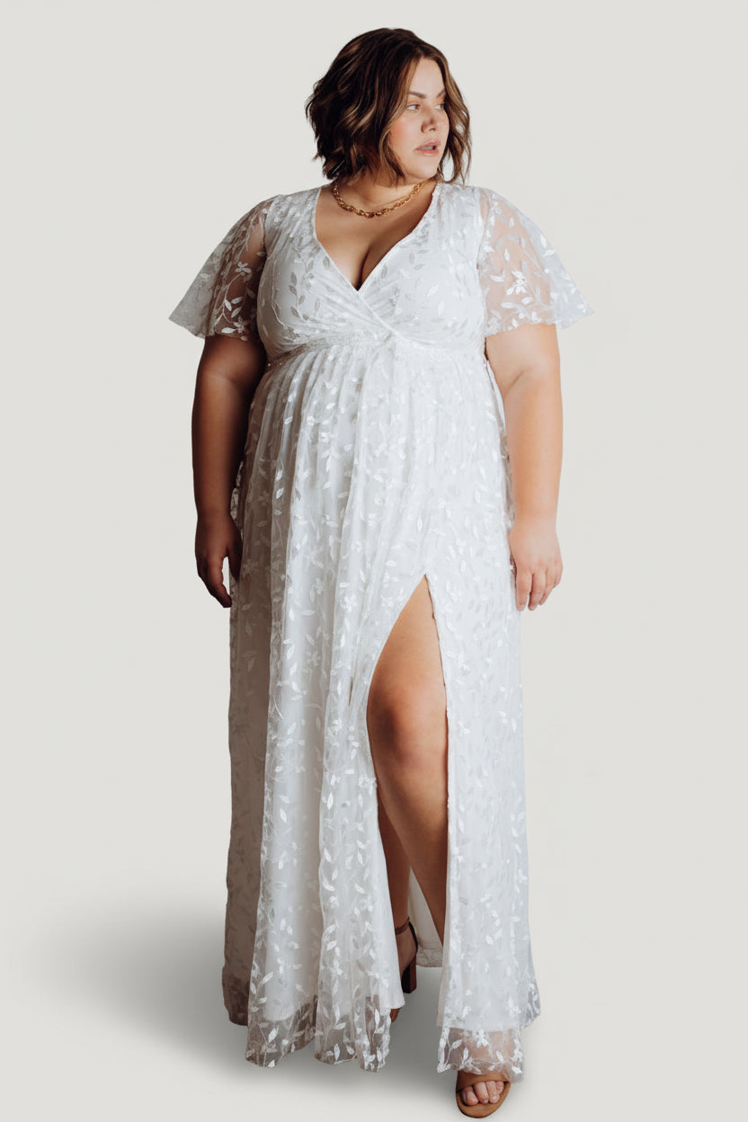 Baltic Born Womens Marseille Embossed Maxi Dress | White