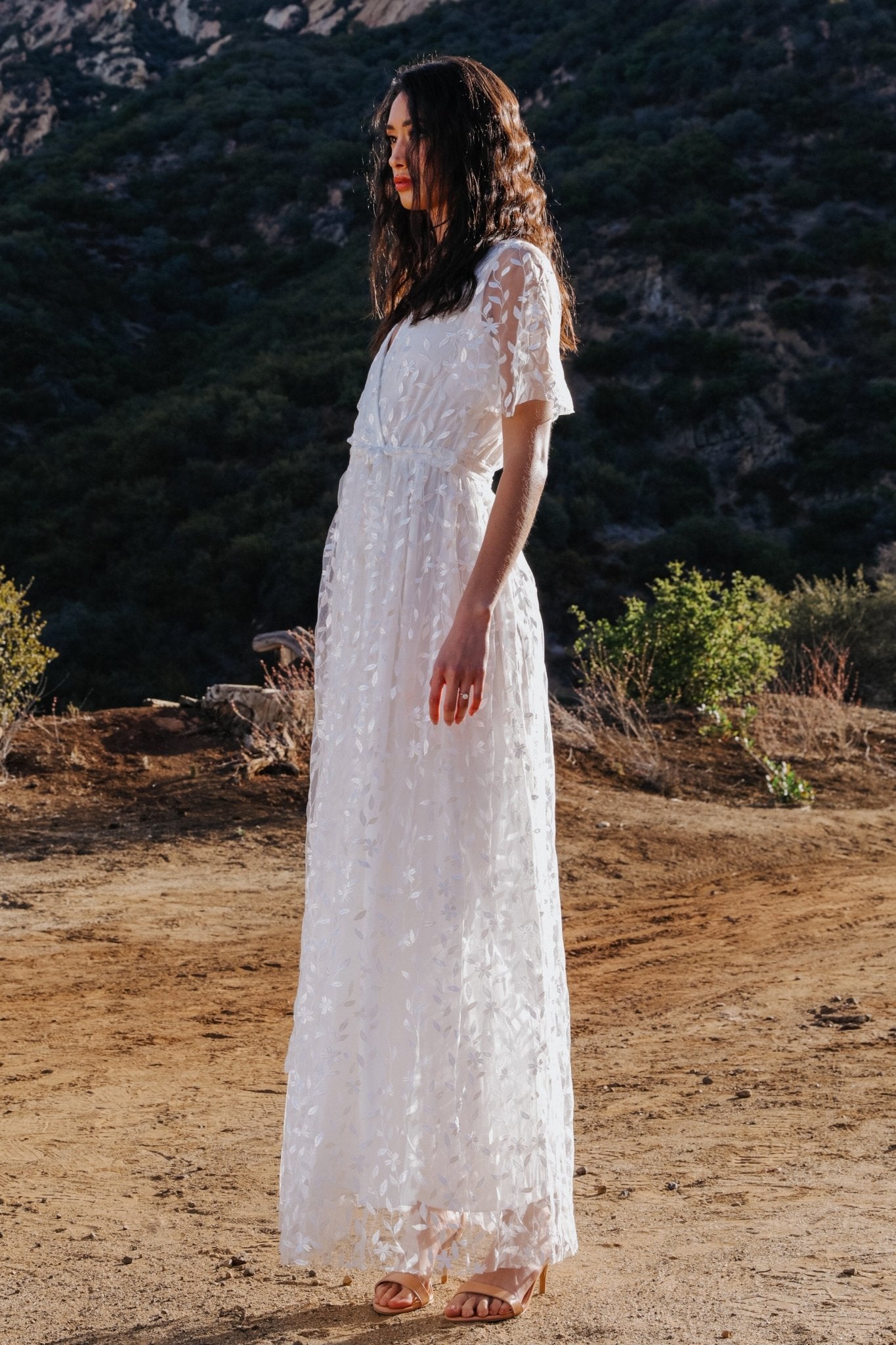 Marseille Embossed Maxi Dress | White - Baltic Born