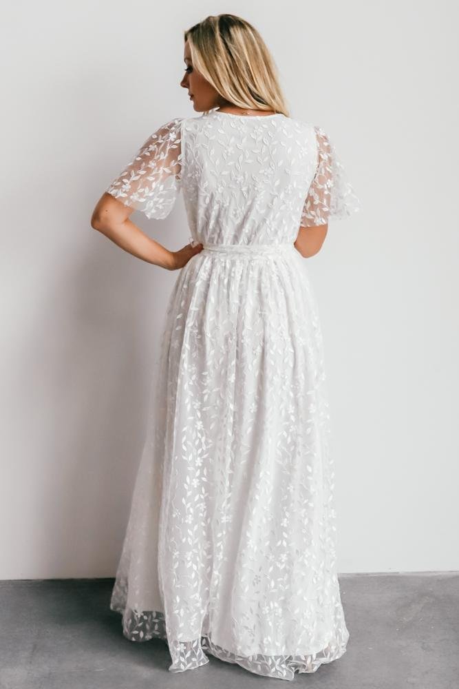 Marseille Embossed Maxi Dress | White - Baltic Born