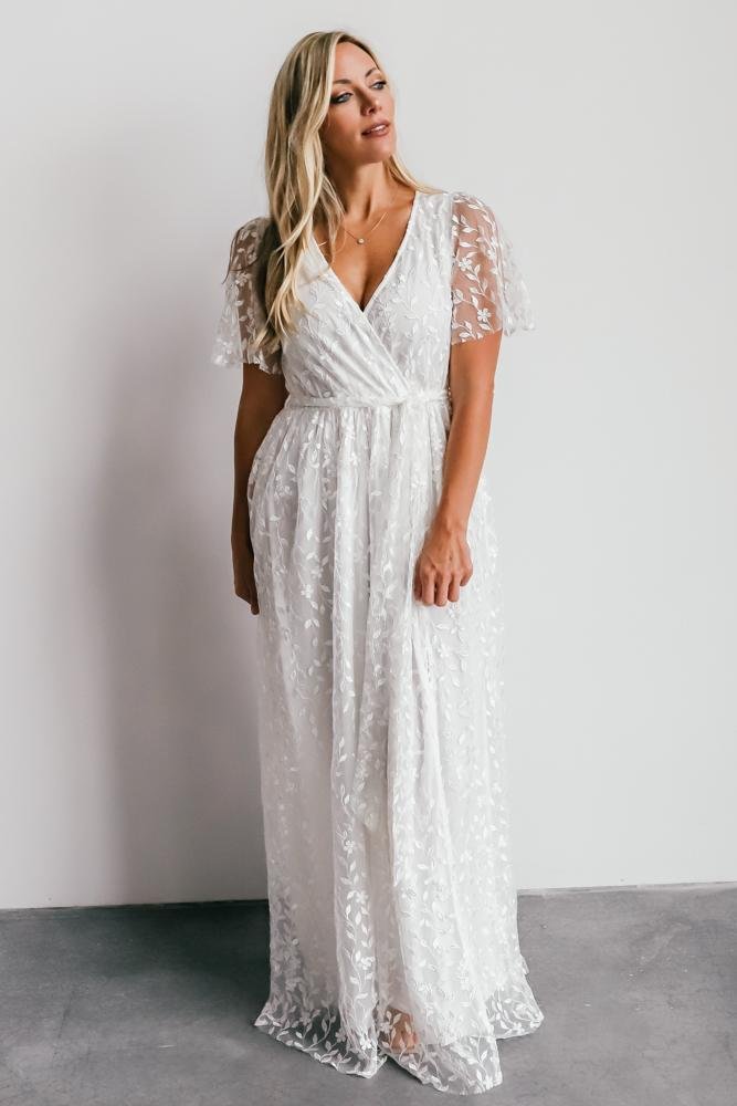 Marseille Embossed Maxi Dress | White - Baltic Born