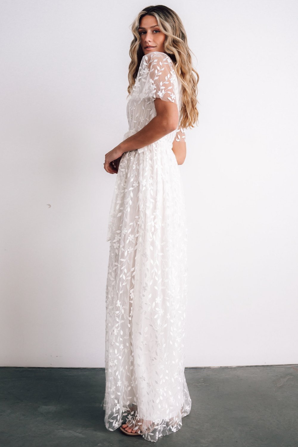 Marseille Embossed Maxi Dress | White - Baltic Born