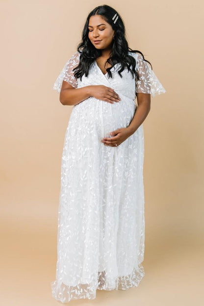 Marseille Embossed Maxi Dress | White - Baltic Born