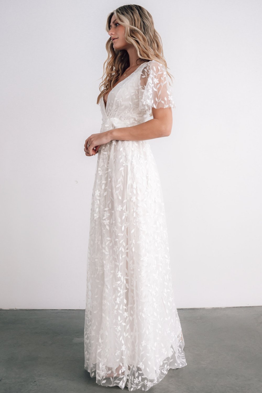 Marseille Embossed Maxi Dress | White - Baltic Born