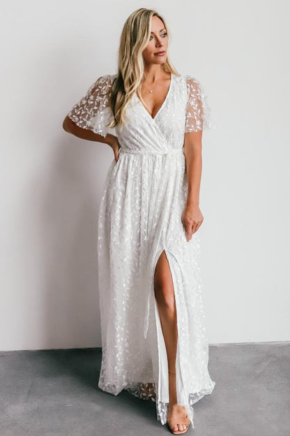 Marseille Embossed Maxi Dress | White - Baltic Born