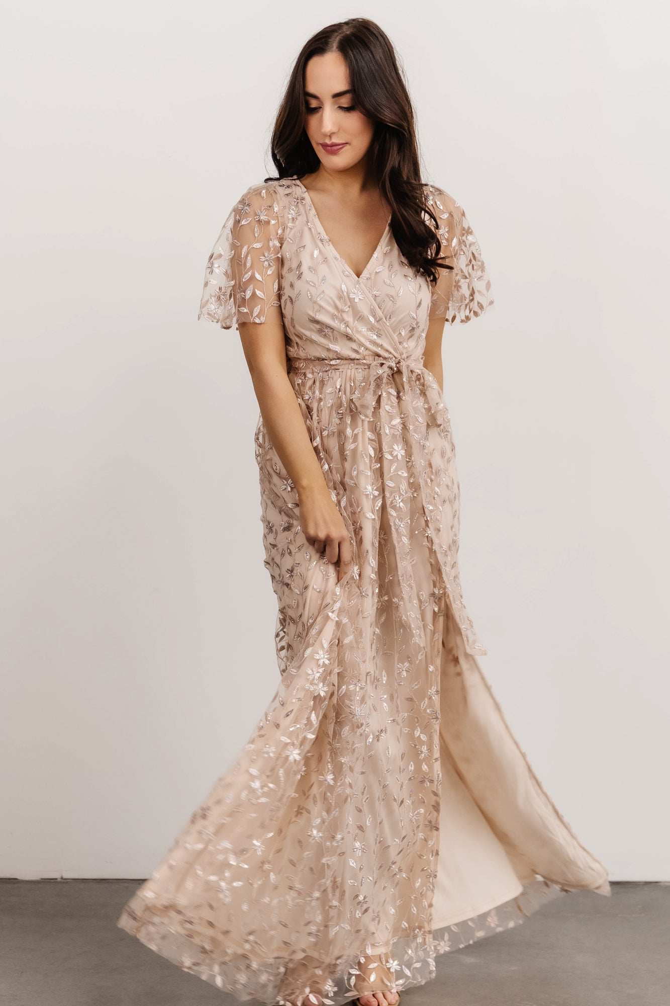 Marseille Embossed Sequin Maxi Dress | Champagne Sequin - Baltic Born