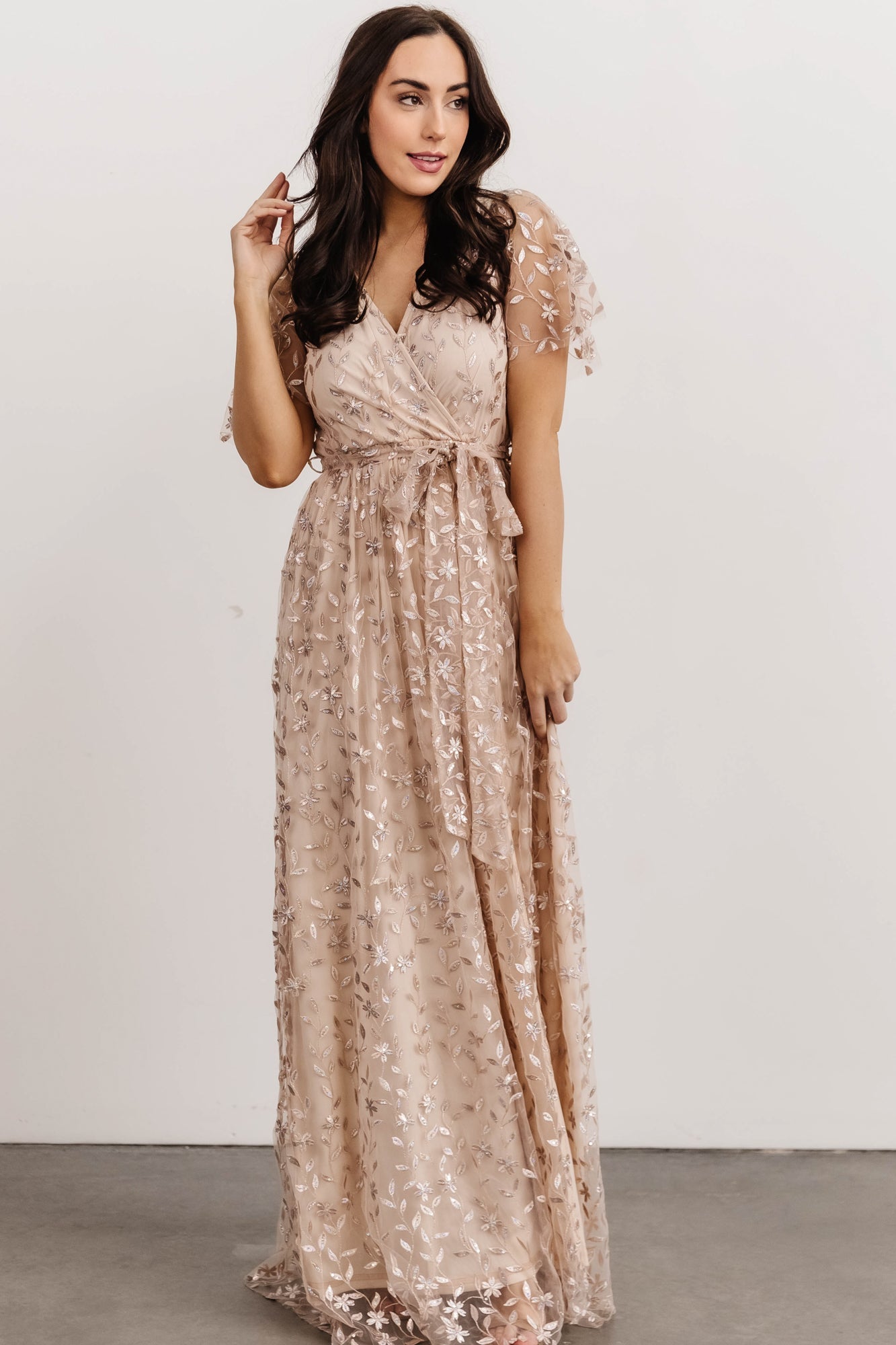 Marseille Embossed Sequin Maxi Dress | Champagne Sequin - Baltic Born