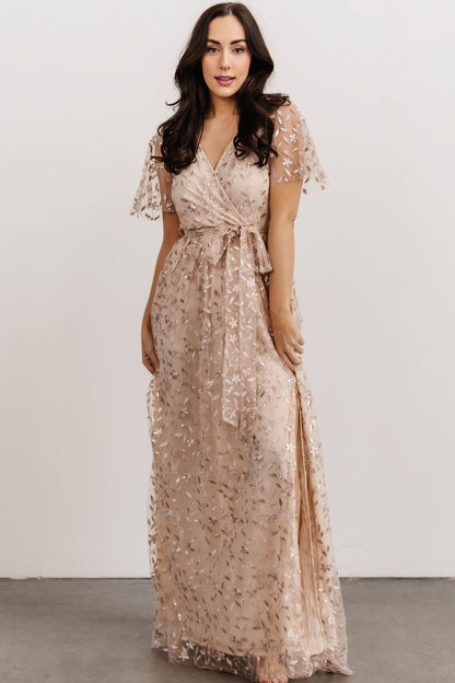 Marseille Embossed Sequin Maxi Dress | Champagne Sequin - Baltic Born