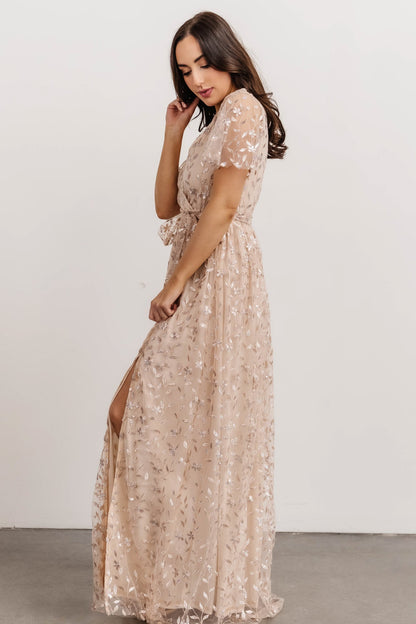 Marseille Embossed Sequin Maxi Dress | Champagne Sequin - Baltic Born