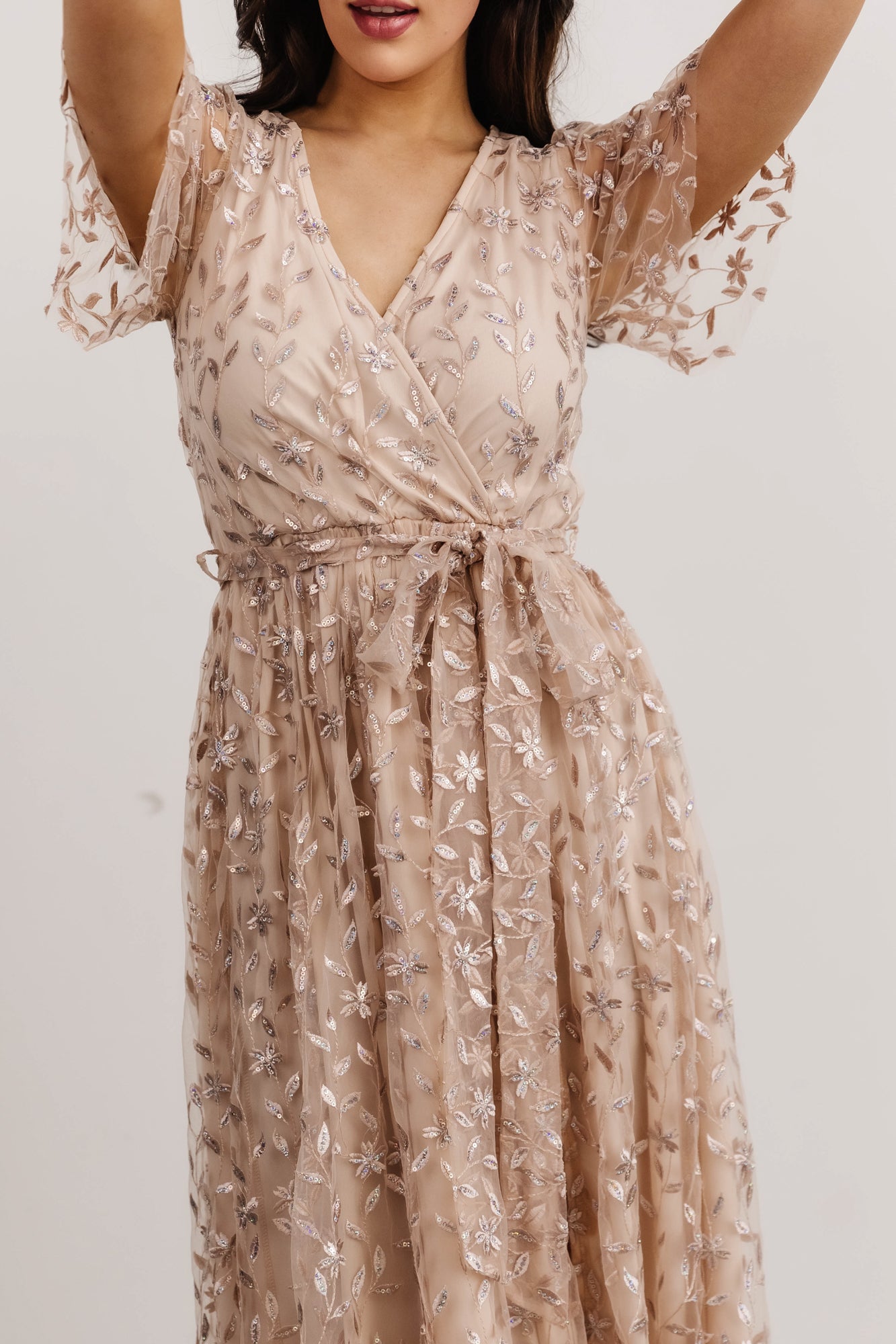 Marseille Embossed Sequin Maxi Dress | Champagne Sequin - Baltic Born