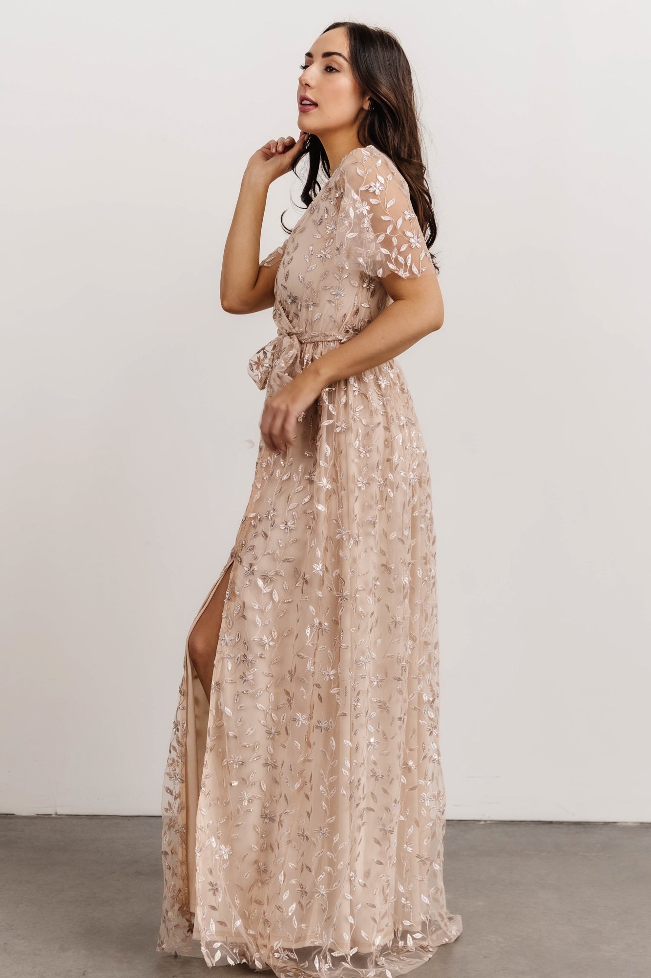 Marseille Embossed Sequin Maxi Dress | Champagne Sequin - Baltic Born