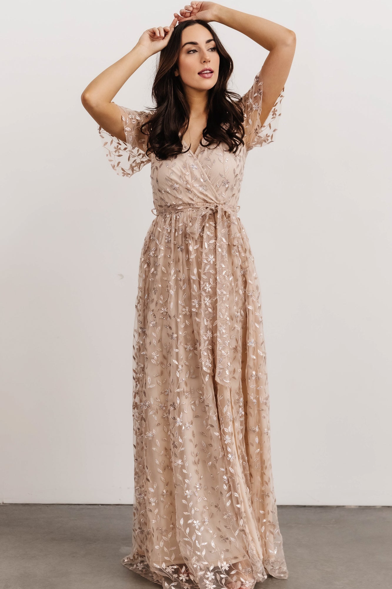 Marseille Embossed Sequin Maxi Dress | Champagne Sequin - Baltic Born